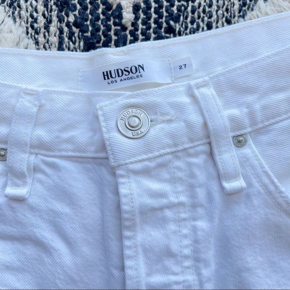 HUDSON Lori High Rise White Destructed Shorts sz 27 - Picture 5 of 10